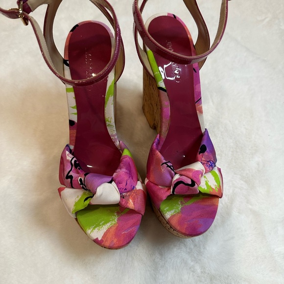 Jimmy Choo Pink and Green Wedge Sandals - Picture 1 of 5